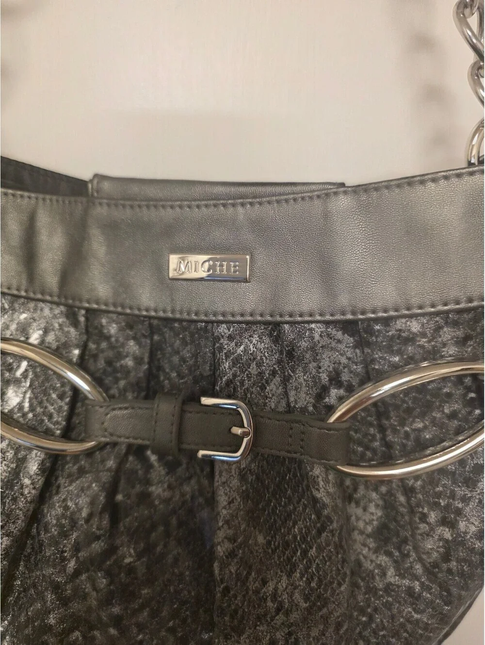 Miche grey snakeskin bag